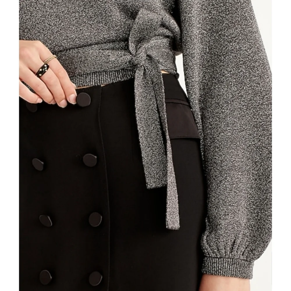 33. J.Crew Tie-waist metallic crewneck sweater